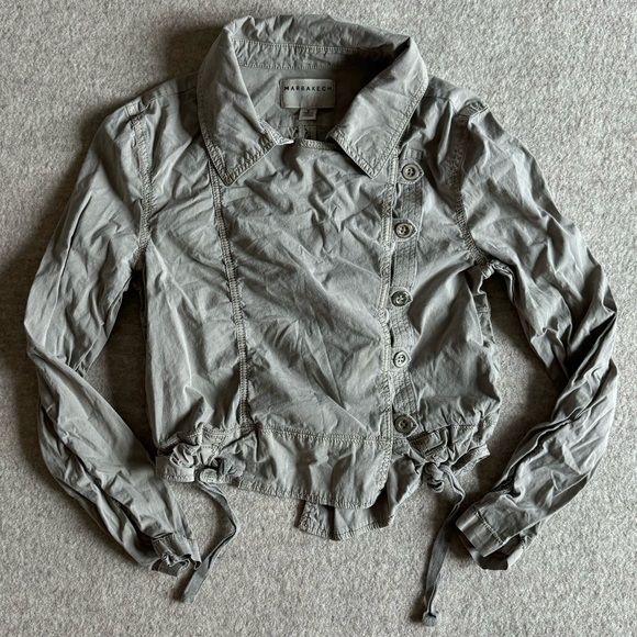 Asymmetrical grey button down jacket - Picture 1 of 4